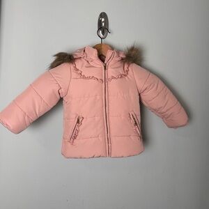 Starting Out Puffer Jacket Coat Pink with‎ Faux Fur Trim 24 Months